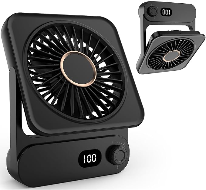 Magnetic Cruise Desk Mini Fan, 4000mAh Ultra-Slim Travel Fan Rechargeable, 0-100 Speeds, 150° Adjustable Portable Fan for Ship Cabin, Bedroom Sleeping, Camping, Travel & Cruise Essentials 2026, Black
