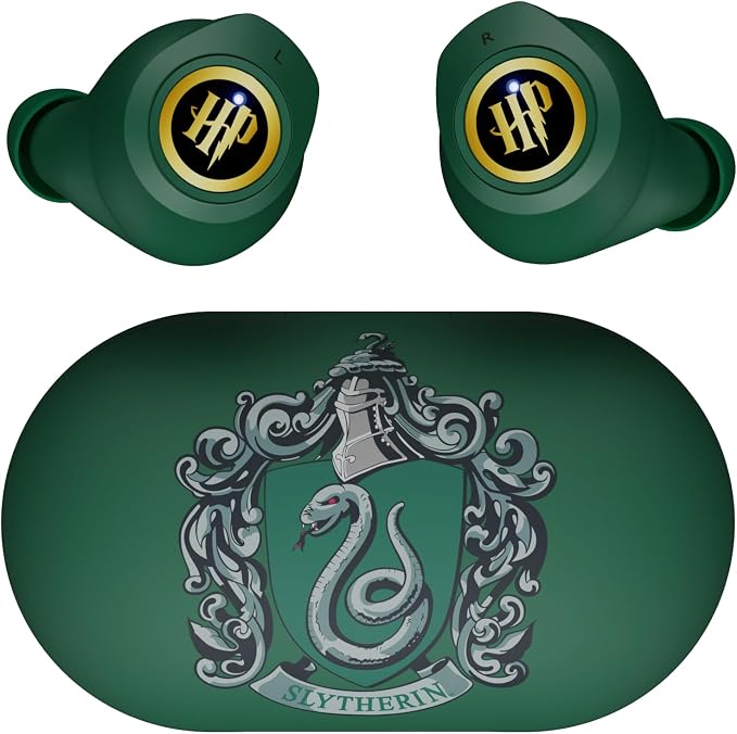 iJoy Harry Potter Slytherin Wireless Bluetooth Earbuds with Charging Case, Built-in Mic, 30 Hr Playtime, Officially Licensed | Harry Potter Gifts for Women, Men, Teens, Kids & All Fans of Slytherin