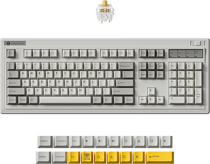 Keychron R6 Retro Wireless Mechanical Keyboard, 100% Full Size Hot Swappable RGB Apex Banana Tactile Switch, QMK Tri-Mode(2.4 GHz/Bluetooth/Wired), Compatible with Mac PC Linux