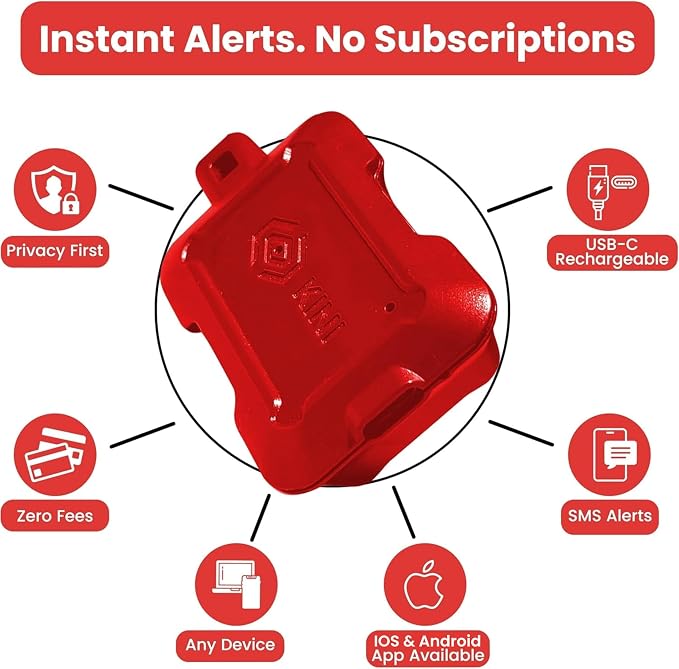 Kini Safe Alert Wi-Fi Motion Sensor Alarm - Real-Time App, SMS & Email Alerts - Gun Safes, Cabinets, Drawers - Easy Install, No Subscription, Rechargeable 12-18 Month Battery, IFTTT, USA-Made