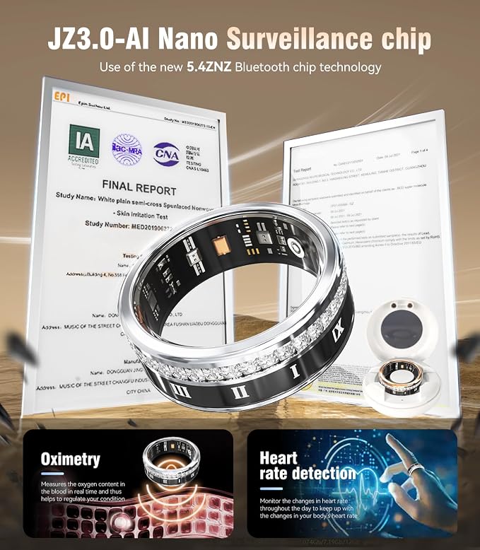 10 Gen Diamond Smart Ring and Wireless Charging Case【Industry Ranking No.1 – 0 Measurement Error】 2026 Smart Ring for Women & Men for Sleep Tracking Wearable Device,Fitness Ring 11#