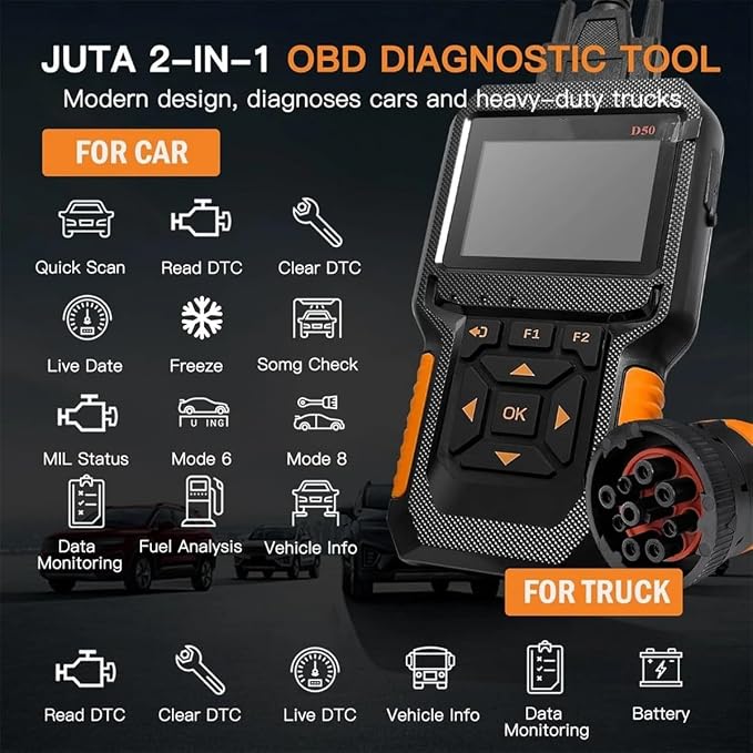 NC601 12V 24V Gasoline And Diesel OBD2 Code Scanner Engine Service Tool Read Data And Remove Truck Fault Decoder Diagnostics