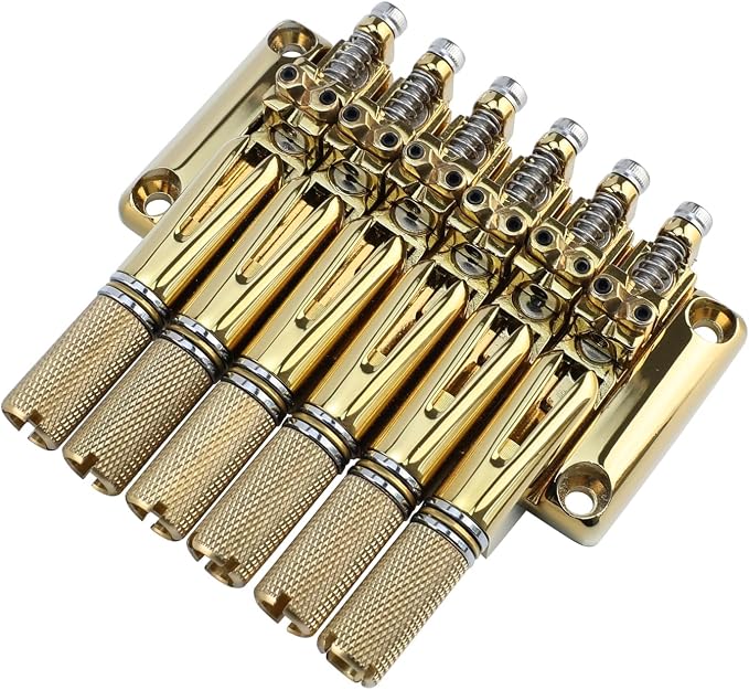 10.5mm Headless Electric Guitar Bridge Gold Headless Bass Guitar Bridge Brass Saddles Zinc Alloy Plate Electric Guitar Bridge 6 String Headless Guitar Bridge Fixed