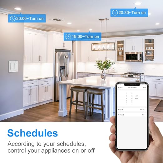 Smart Light Switch, 15A Smart Wifi Light Switch with Remote Control and Timer, Compatible with Alexa, Google home and IFTTT, No Hub required, Easy and Safe installation, ETL and FCC listed(2gang)