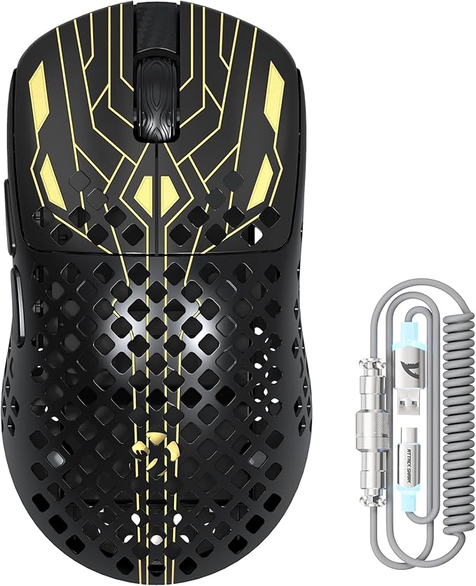 MAMBASNAKE M2 Carbon Fiber Wireless Gaming Mouse, PAW3395PRO 40K DPI, 1K Polling Rate 41g Ultralight Tri-Mode Ergonomic PC Mice, Cloud Driver AI Driver for PC/Mac/Win,Black
