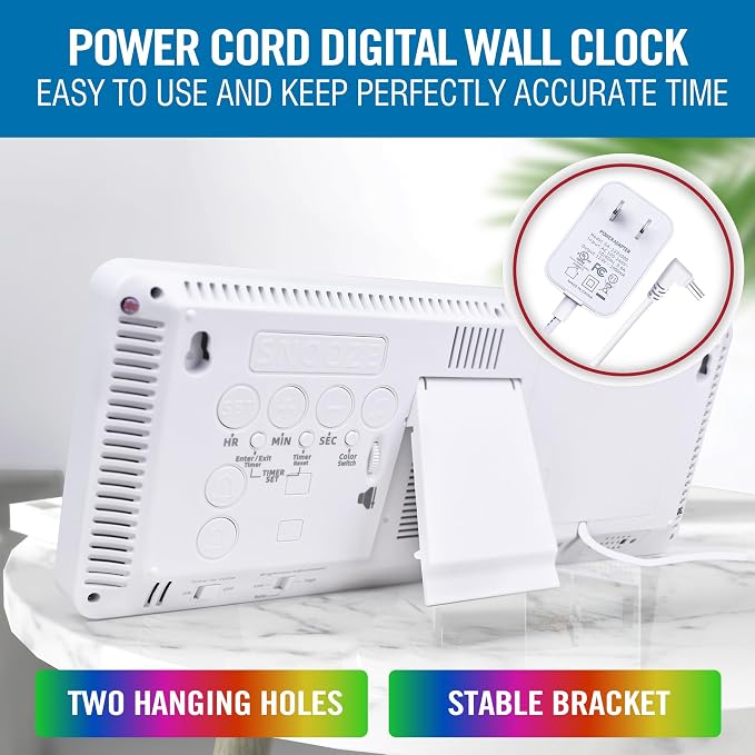 Large 13.7" LED Digital Timer（5''Nunmber）, 11 Color Changing, Count Up/Down Timer with Remote Control, Adjustable Brightness Wall Clock for Home, Office, Gym, Elderly, Auto DST