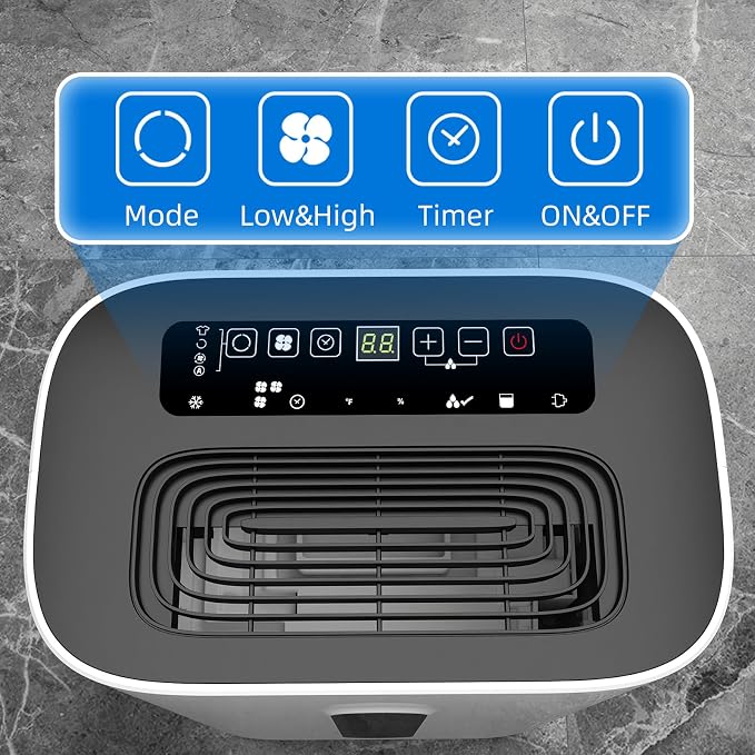 5,000 Sq.Ft 2025 Dehumidifier 80 Pint/Day Dehumidifier for Basement, Bedroom, Home, Bathroom, Smart Compressor Dehumidifier with Drain Hose, Intelligent Humidistat 24H Timer,Child Lock,Defrost,Silent