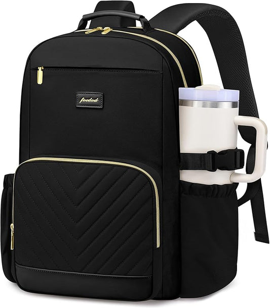 Laptop Backpack for Women Bookbag: 15.6 inch Work School Backpacks with Pouch Pocket for Large Capacity Cup & USB Charger College Book Bag Travel Business Nurse Teacher Bookbags Anti-theft Back Pack