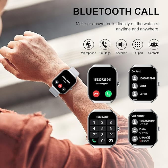 Soudorv Smart Watch 2026 NEW 1.91" Smartwatch for Men Women(Answer/Make Call),Fitness Watch with 110+ Sport Modes, Reloj Inteligente with Sleep Monitor/Heart Rate,for Android iOS, Silver