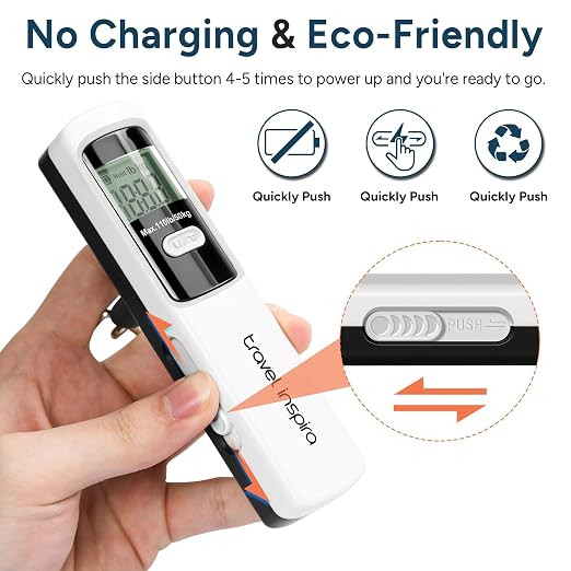 Battery-Free Luggage Scale – No Batteries Needed, Portable Digital Hanging Suitcase Weight Scale for Air Travel & Checked Bags, 110lb/50kg, LCD Display, Compact Travel Accessory