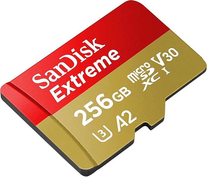 SanDisk 256GB Extreme MicroSDXC UHS-I Memory Card for DJI Drones Works with Avata and Goggles 2 (SDSQXAV-256G-GN6MN) Class 10 Bundle with 1 Everything But Stromboli Micro SD Card Reader
