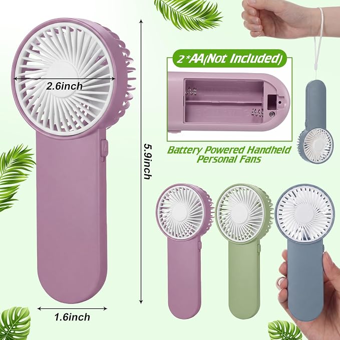 Sumind 6 Pcs Small Personal Portable Fan Mini Handheld Bulk 1 Speed Electric Cute Battery Powered for Neck Lash Makeup Women Men Travel Camping Indoor Outdoor Summer (Morandi)