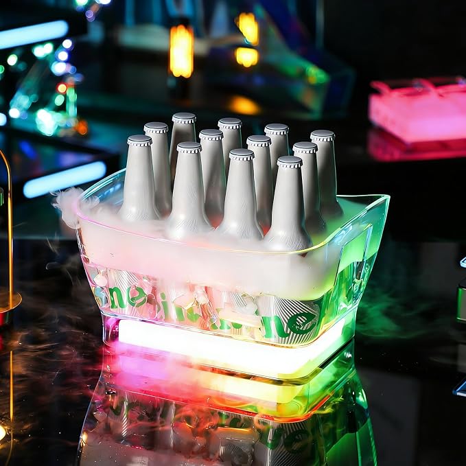 WILON LED Ice Bucket for Parties Large Capacity | Bar Party Acrylic Cooler with Remote & Colorful Lights for Beer Wine, Portable Tub for Indoor & Outdoor, Home Essential