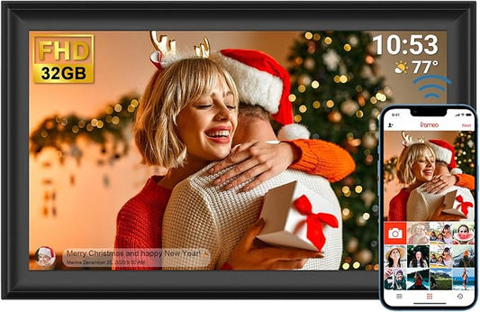 YENOCK 15.6 inch WiFi Digital Picture Frame,Large Frameo Photo Frame 32GB,FHD IPS Touch Screen, Wall-Mounted,Share Photo/Video, Living Room Elderly Parents Birthday