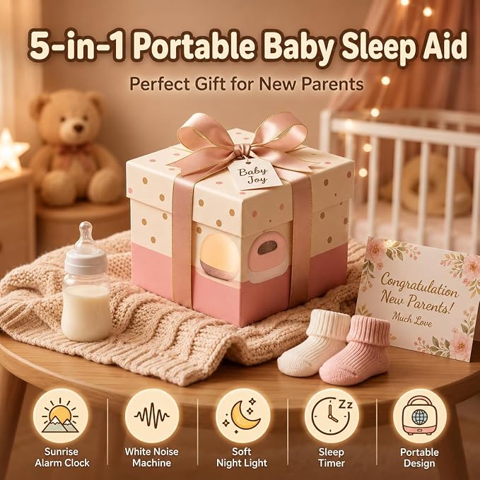 MuGo Baby Sound Machine – 44 Soothing Sounds, Sunrise Alarm Clock, White Noise Machine for Sleeping, 10-Color Night Light with App & Timer, Portable Sleep Aid –Ideal Gift for Home, Nursery (USB)