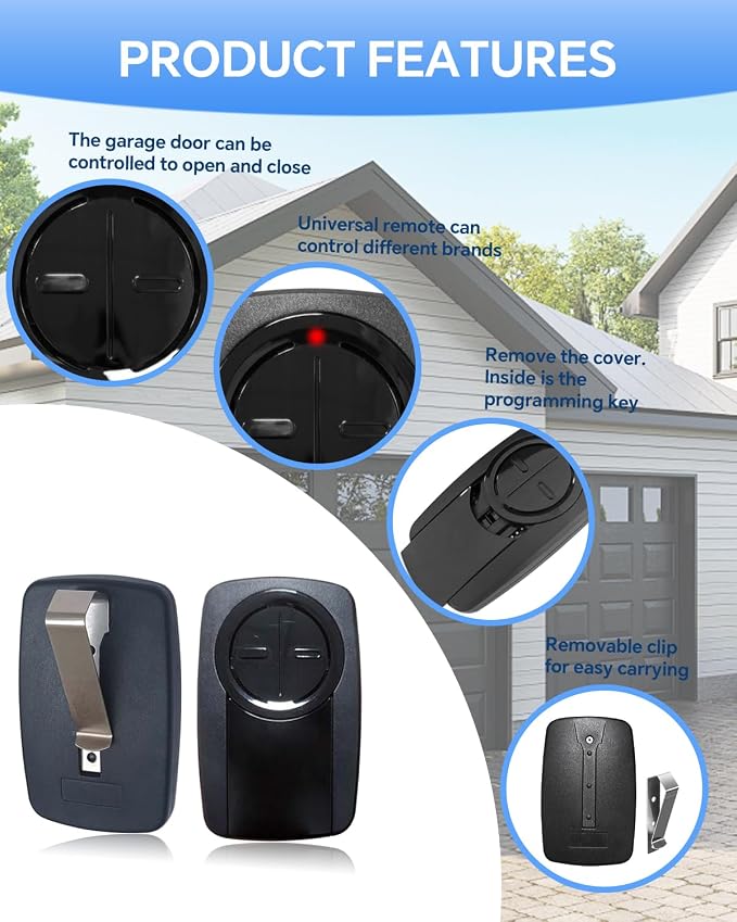 380UT Chamberlain klik5u-bk2 klik3u-bk Garage Door Opener Remote Clicker, 375UT Universal Garage Door Remote for Lift Master Craftsman Genie, Dip Switch (Black 3PC)