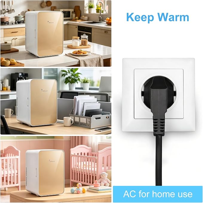 Mini Fridge, 10L Portable Personal Refrigerator - Cooler and Warmer, Ideal for Car Use and for Skin Care, Cosmetics, Beverage, Food,Great for Bedroom, Office, Dorm