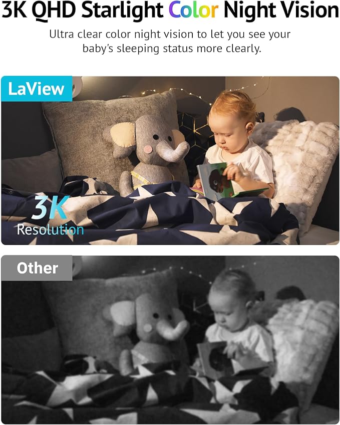 LaView 5MP 3K Cameras for Home Security Indoor,Home Security Camera for Baby/Elder/Pet/Nanny,Baby Cam Starlight Sensor Color Night Vision,US Cloud Service,Compatible with Alexa