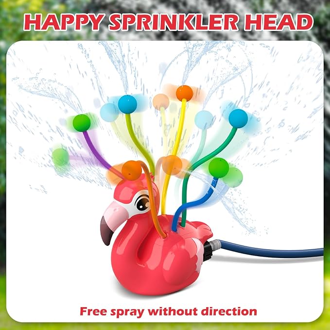 2-in-1 Water Sprinkler Toys for Kids, Outdoor Spinning Sprinkler Toy with Wiggle Water Tubes, Attaches to Garden Hose, Backyard Lawn Summer Water Toys for Toddlers Boys Girls Ages 3-8, Blue