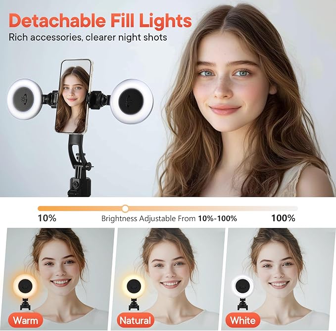 Vlogging Kit for iPhone/Android, 70”Auto Face Tracking Tripod Auto-Open Tripod Stand for iPhone with Light, Wireless Microphones with Remote, YouTube Starter kit for TikTok, Vlogging