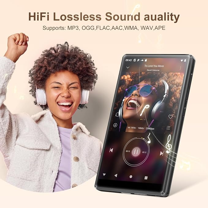 SWOFY 96GB MP3 Player with Bluetooth and WiFi- D26 5" HD Full Touch Screen MP3 Player with Spotify, Amazon Music,YouTube,Pandora,Libby,Android MP4 Music Player for Kids