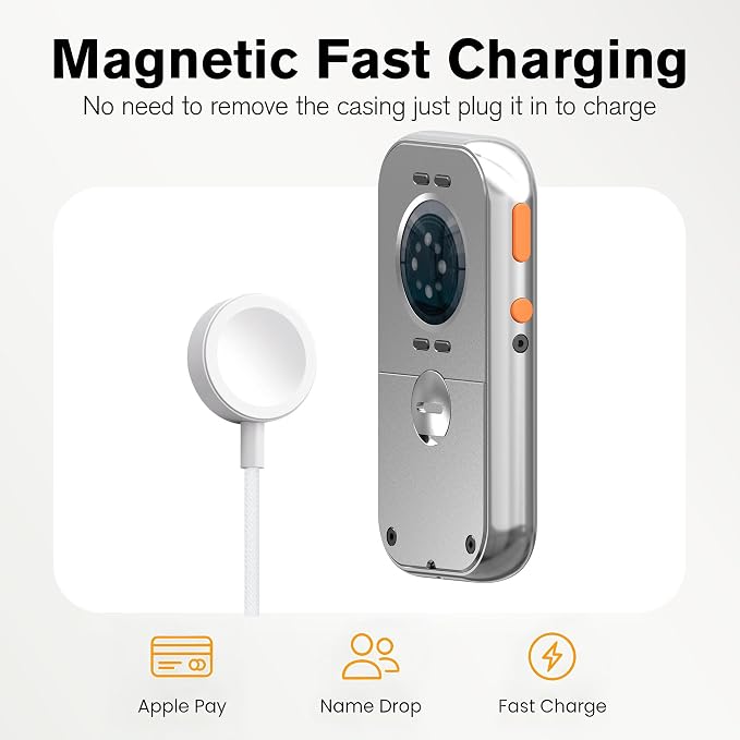 RePod Aluminum Case for Apple Watch Series S7/8/9, Transform Watch into Retro Music Player, 41mm CNC Metal Protective Cover with Functional Click Wheel (Silver)