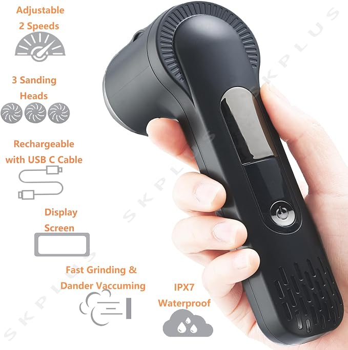 Electric Callus Remover with Dander Vacuum for Feet, Portable 36 in 1 Pedicure Kit Foot File Callus Remover, Waterproof Rechargeable Scrubber Dead Skin Remover with 3 Heads&LCD Display