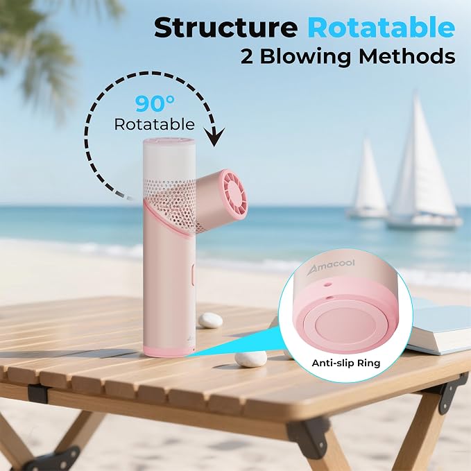 AMACOOL Portable Handheld Turbo Fan with Rotatable Head, Gifts for Mother Mom Wife Her Girl, Metal Tube Body with 14000RPM, Mini Yet Powerful Pocket Fan for Women Makeup Beach Travel Essentials 2026