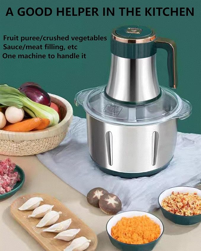 3L Electric Meat Grinder, 300W Food Processor with 5 Speed & 6 Blades, Stainless Steel Food Chopper for Meat Vegetable Garlic Nuts Dough Baby Food, Safety Lock & Overheat Protection