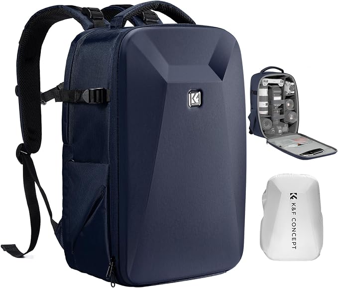 K&F CONCEPT Camera Backpack,Hardshell Photography DSLR Camera Bag with 15-15.6 Inch Laptop Compartment Hard Shell Camera Case Compatible with Canon/Nikon/Sony/DJI Mavic Drone
