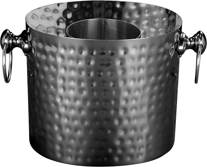 1-Bottle Wine Chiller Ice Bucket | Keeps Wine & Champagne Bottles Cold Without Touching Ice | Wine Bucket | Handcrafted Artisan Design | Patented Technology | Burnished Black