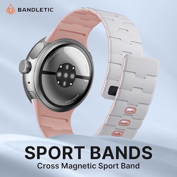 Bandletic Magnetic Silicone Bands Compatible with Google Pixel Watch 4/3 45mm Band for Women and Men, Rugged Soft Sport Strap Replacement Wristband