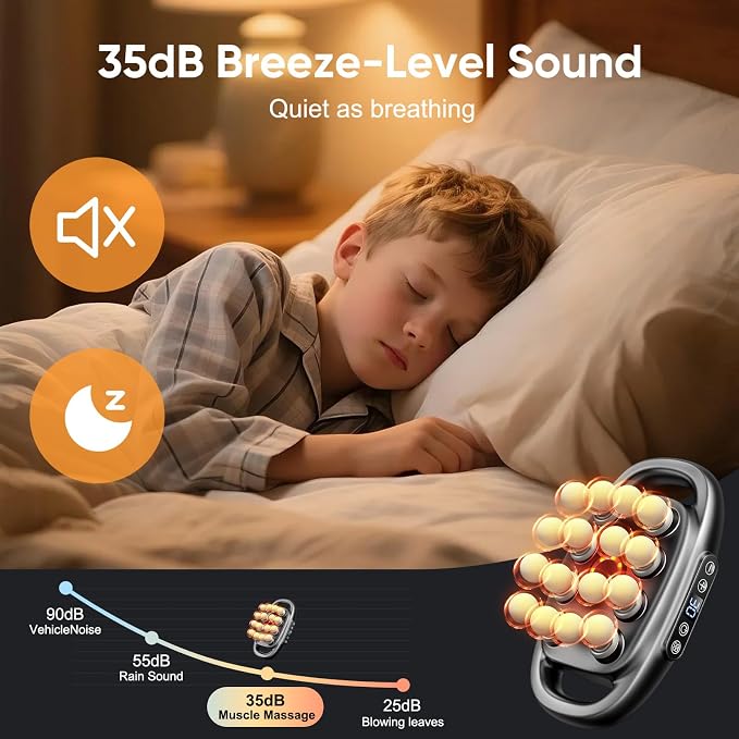 16-Drive Massage Gun Deep Tissue - 2026 Upgrade 16-Head Back Muscle Massager with 3 Modes & 30 Intensities, Portable Quiet Percussion Massager for Legs, Waist, Back, Neck, Buttocks Muscles Pain Relief