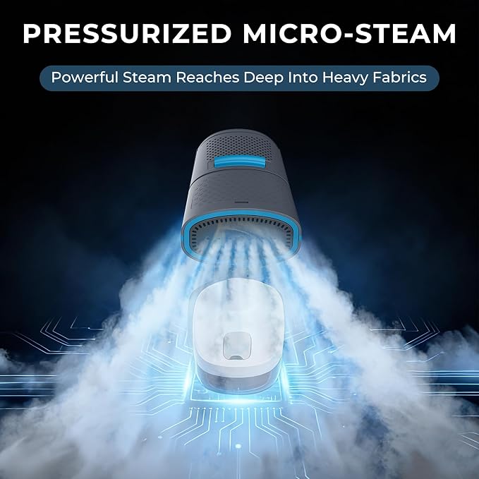 Hausmeister Steamflex Vacuum Steamer for Clothes, 3500Pa Auto-Grip Suction Portable Garment Steamer - 1200W Foldable Travel Steam Iron | 230ml Tank, 20s Fast Heat & Dual-Use Fabric Wrinkle Remover
