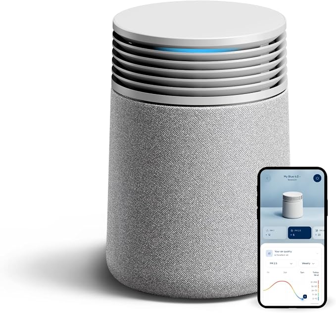 BLUEAIR Blue Signature Small Smart Air Purifier for Bedroom, Home & Office, HEPASilent Air Cleaner for Pets, Allergies, Dust & Smoke, Cleans 1,190 Sq Ft Per Hour, Quiet HEPA Air Purifier, App Control