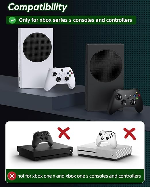Cooling Stand & Charging Station for Xbox Series S with RGB Light Strip,Dual Controller Charger & Cooler Fan for XSS Console Accessories with 2*1400mAH Rechargeable Battery Pack,1*Headphone Hook,Black