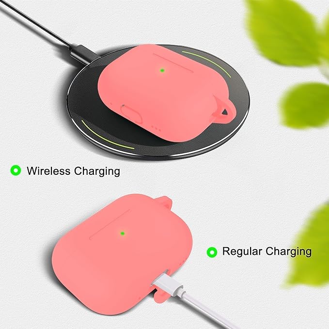 for AirPods Pro 2 Case with Cleaner Kit, Compatible with Airpods Pro 2nd/1st Generation Case (USB-C Cable) with Keychain for Women and Men,Coralline