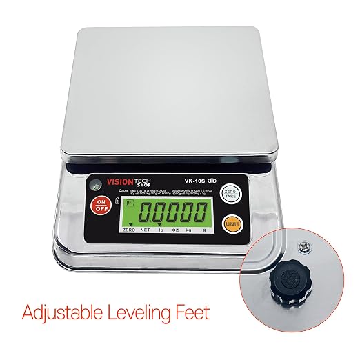 VisionTechShop VK-10S 0.1g Premium Food Kitchen Scale, Lb/Oz/Kg/g Switchable, Stainless Steel Plate Food Scale, Large LCD Display with Backlight, 12lb Capacity, 0.002lb Readability