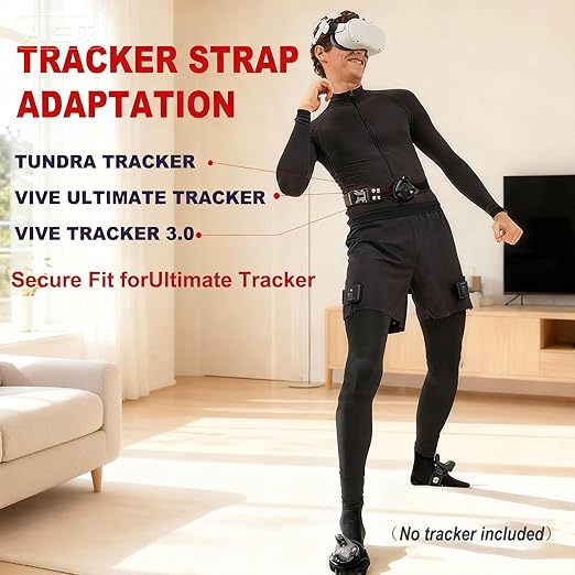 QOi Trackerstraps for Vive Tracker 3.0, 2.0, Tundra Tracker, Vive UltimateTracker Empower Full Body Tracking in VR Chat,and Other FBT Apps(Tracker Sold Separately) 1XBelt 2XShort Band Black