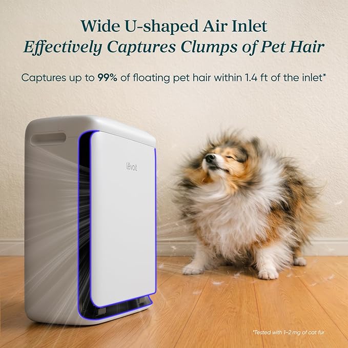 LEVOIT Air Purifier for Home Pets Large Room with Washable Pre-filter, Dual Sensors for Heavy Pet Hair & Allergies, High-Carbon Filter for Dander & Odor, Smart APP Control, Vital Pet White