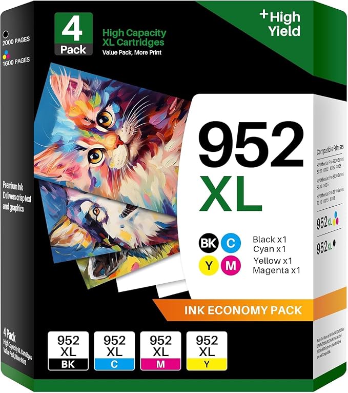 colorfly 952XL Ink Cartridges Combo Pack Replacement for HP 952 XL Ink Cartridges 4 Pack