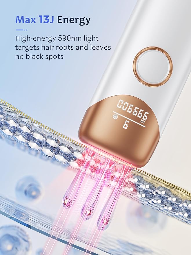 Ubroo Laser Hair Removal,IPL Hair Removal Device with 5℃ Ice Cooling,At-Home Laser Hair Removal for Women & Men,Body Legs Armpits Use (Gold)