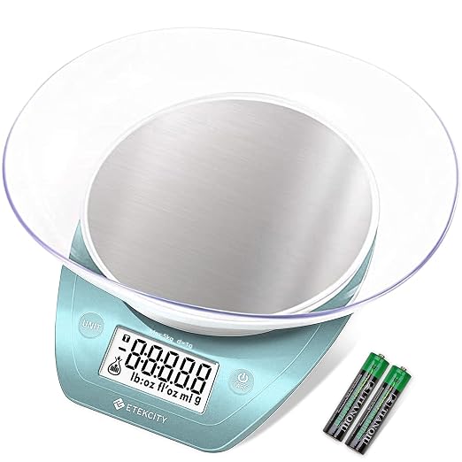 Etekcity 11lb Digital Kitchen Food Scales, 304 Stainless Steel with Removable Bowls and Backlit LCD