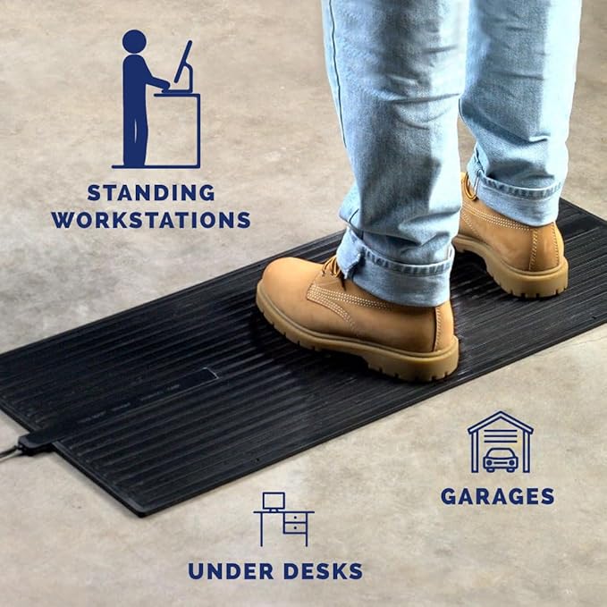 Cozy Products Super Foot Warmer, Portable Heated Rubber Mat, Ideal Space Heater for Home, Office, Garage, and Car, 135 Watts, Black, 36.5" x 16" x 0.25"