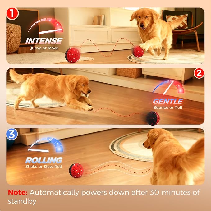 Diman Interactive Dog Ball Toys with Remote Control, E-TPU Material | Interactive Puppy Toys, Bouncing Dog Ball, Moving Dog Toys to Keep Them Busy, 3.2 Inch, Red Black