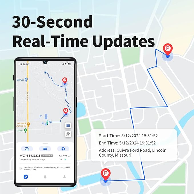 Wired GPS Tracker for Vehicles, No Monthly Fee, No Subscription with Real-Time Tracking, 4G SIM and Data Included, Trip History, GeoFence, Driving Alerts, IP67 Waterproof, Global Coverage