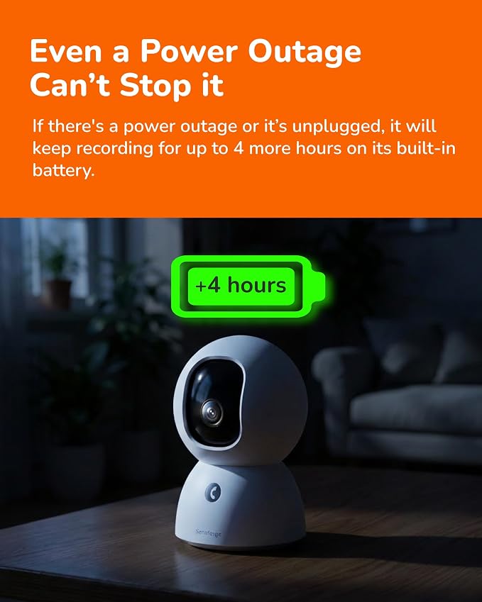 SensForge 2.5K Rechargeable Pan-Tilt Security Camera, 360° Dual-Band WiFi Home Camera, Free AI Human & Pet Detection, 2-Day Cloud + 64GB SD Storage, Two-Way Talk, Optional AI + Storage Upgrade