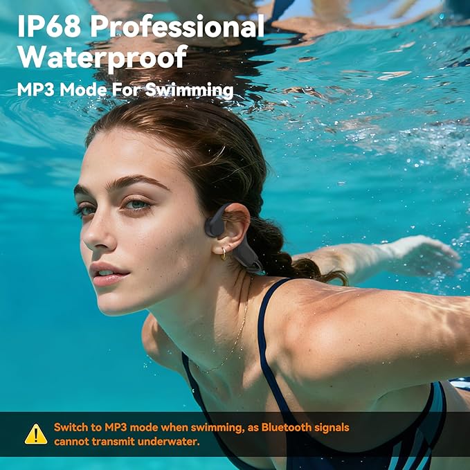 Bone Conduction Bluetooth Headphones-SwimBeats,IP68 Waterproof Swimming Headphones with 32GB MP3 Player, Lightweight Open Ear Design for Swimming/Surfing/Marathon/Cycling(Orange