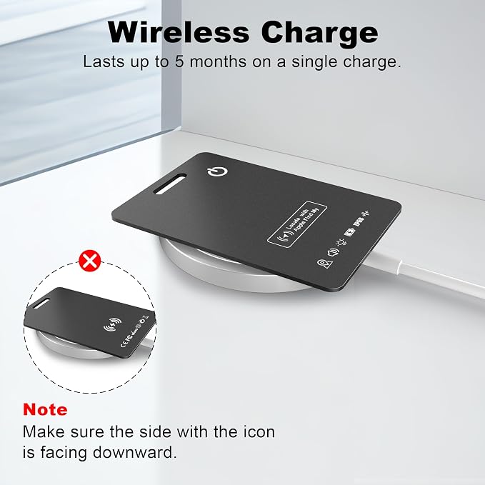 Wallet Tracker Card (iOS Only), Rechargeable Smart Card Wallet Tracker Works for Apple Find My, Thin Bluetooth Tracking Card GPS Tracker, Key Finder for Keys, Bags, Passport, Carbon Fiber