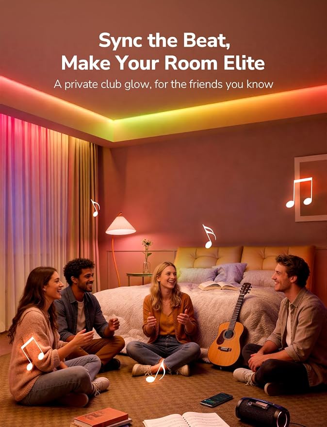 Lepro S1 AI LED Strip Lights for Bedroom - 100ft(2 Rolls of 50ft) Smart RGB Light Strips with IC and Rainbow Chasing Effects, Color Segment DIY, APP Control, No Remote, 2.4G Wi-Fi Only & Bluetooth